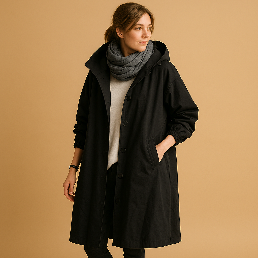 Viviane | Damen Wasserdichter Trenchcoat mit Kapuze für den Winter