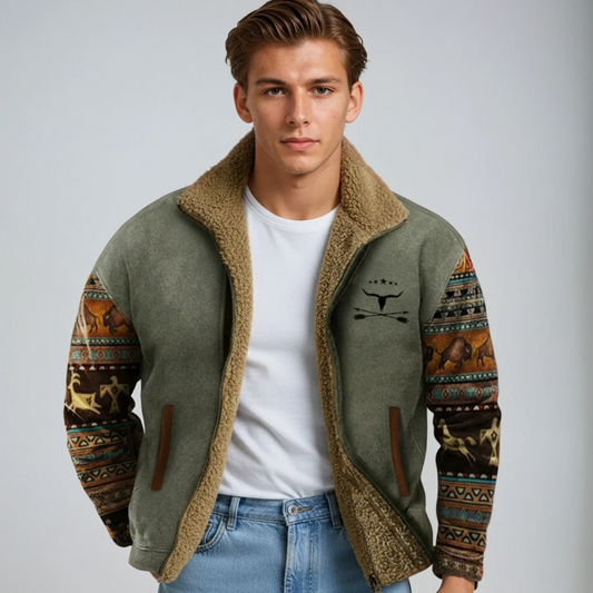Sebastian | Herren Jacke mit Reißverschluss im Boho-Stil mit Muster