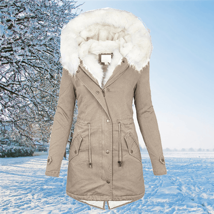 Gabriela | Warme Damen Winterparka mit Pelzbesetzter Kapuze
