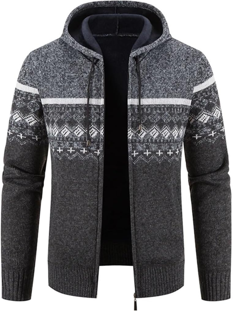 Heinrich | Herren Gestreifte Strickjacke mit Reißverschluss für den Winter