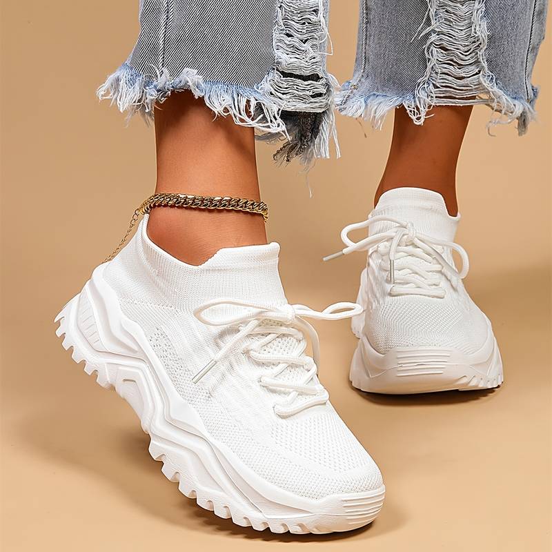 Marie | Damen Chunky Knit Schnür-Sneaker