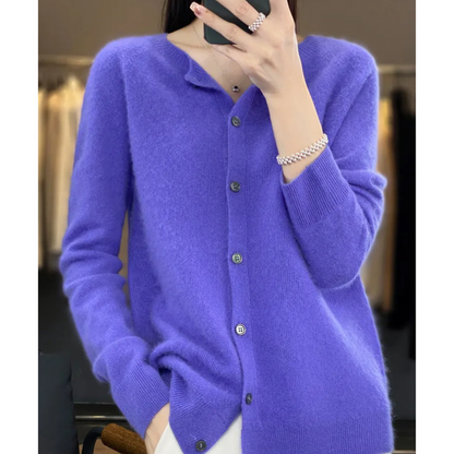 Marion | Damen Winter Wollstrickjacke mit Knöpfen