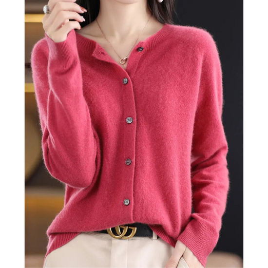 Marion | Damen Winter Wollstrickjacke mit Knöpfen