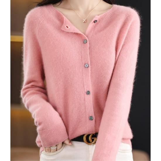 Marion | Damen Winter Wollstrickjacke mit Knöpfen