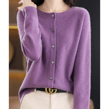 Marion | Damen Winter Wollstrickjacke mit Knöpfen