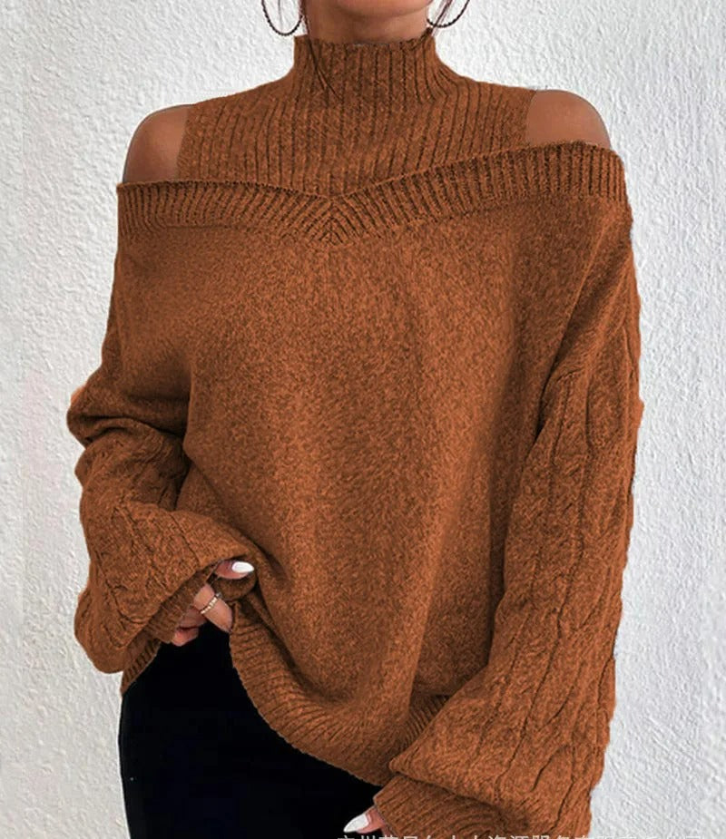 Andrea | Damen Winter-Pullover mit Schulterfreiem Schnitt