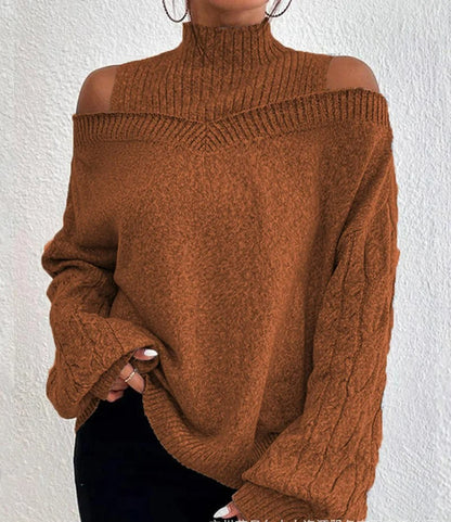 Andrea | Damen Winter-Pullover mit Schulterfreiem Schnitt