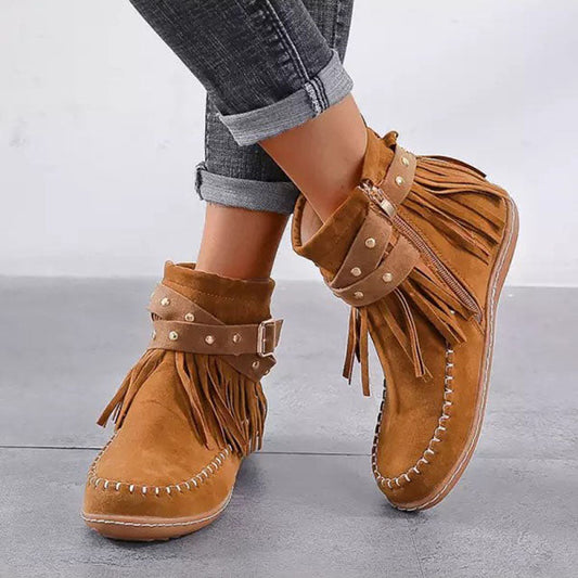 Felicia | Damen Bequeme Winter Stiefel mit Fransen