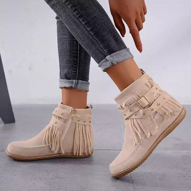 Felicia | Damen Bequeme Winter Stiefel mit Fransen