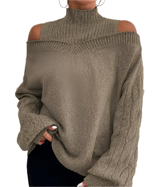 Andrea | Damen Winter-Pullover mit Schulterfreiem Schnitt