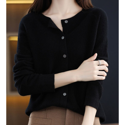 Marion | Damen Winter Wollstrickjacke mit Knöpfen