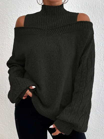 Andrea | Damen Winter-Pullover mit Schulterfreiem Schnitt