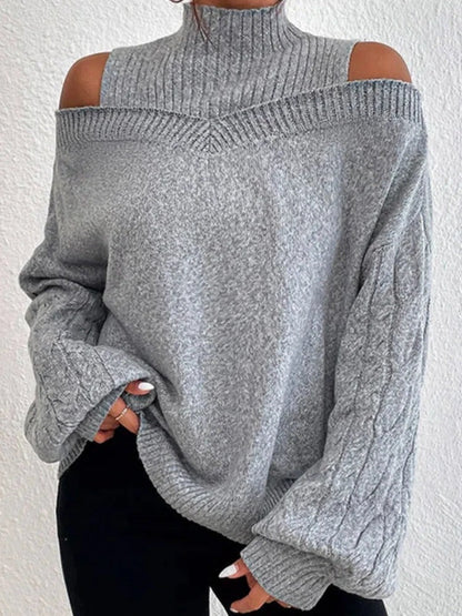 Andrea | Damen Winter-Pullover mit Schulterfreiem Schnitt
