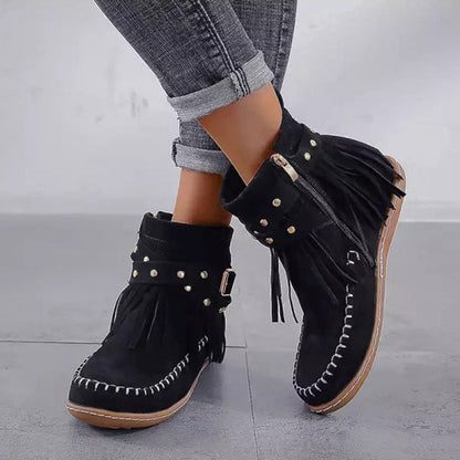 Felicia | Damen Bequeme Winter Stiefel mit Fransen