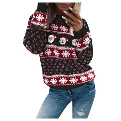 Greta | Damen Winter Fleece Strickpullover mit Muster