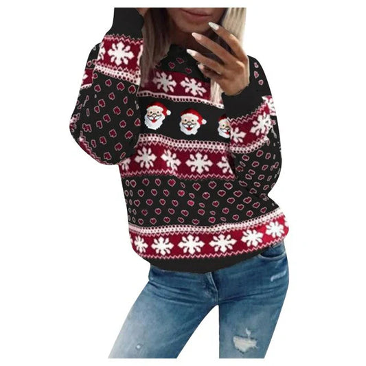 Greta | Damen Winter Fleece Strickpullover mit Muster