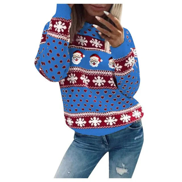 Greta | Damen Winter Fleece Strickpullover mit Muster