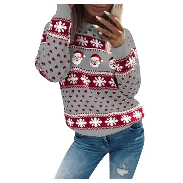 Greta | Damen Winter Fleece Strickpullover mit Muster