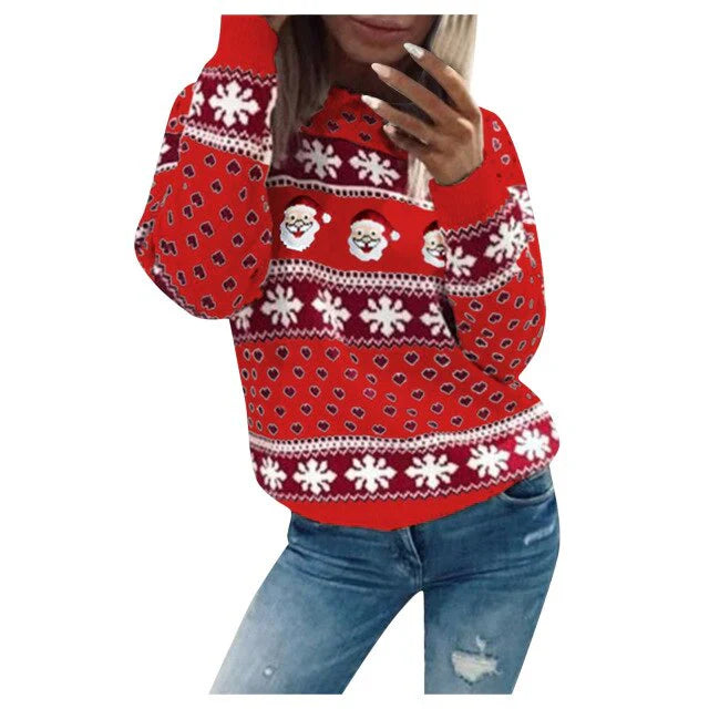 Greta | Damen Winter Fleece Strickpullover mit Muster