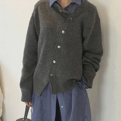 Lydia | Damen Winter Strickjacke mit Knöpfen
