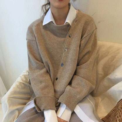 Lydia | Damen Winter Strickjacke mit Knöpfen