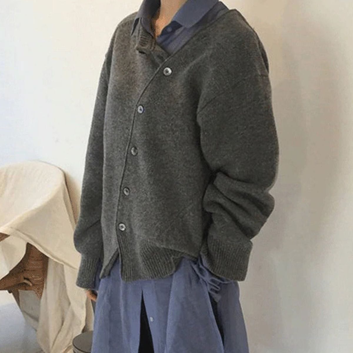 Lydia | Damen Winter Strickjacke mit Knöpfen