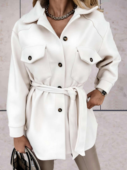 Karin | Damen Casual Mantel mit Knopfleiste und Taschen