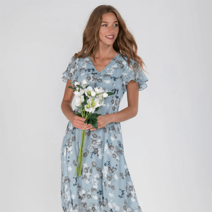 Andrea | Damen V-Ausschnitt Blumenkleid für Hochzeitsgäste