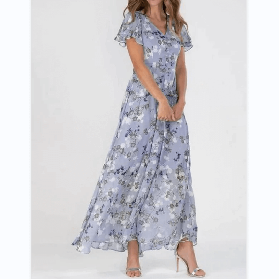 Andrea | Damen V-Ausschnitt Blumenkleid für Hochzeitsgäste