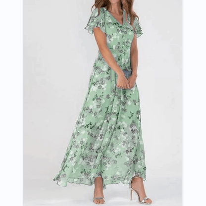 Andrea | Damen V-Ausschnitt Blumenkleid für Hochzeitsgäste