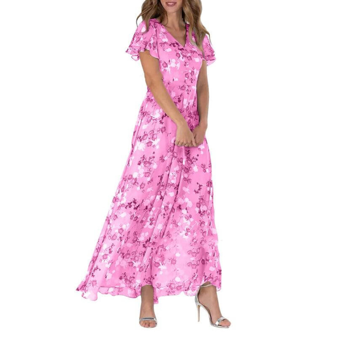 Andrea | Damen V-Ausschnitt Blumenkleid für Hochzeitsgäste
