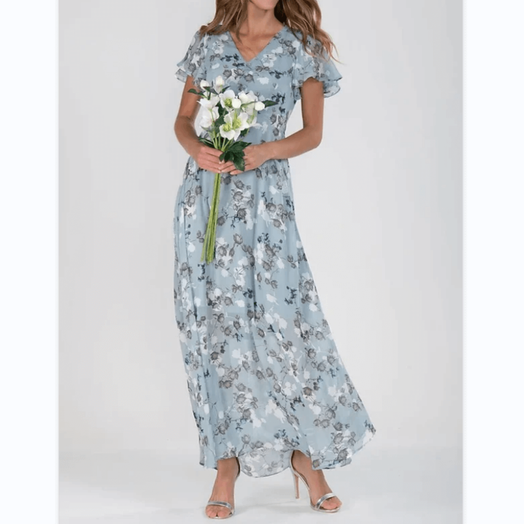Andrea | Damen V-Ausschnitt Blumenkleid für Hochzeitsgäste