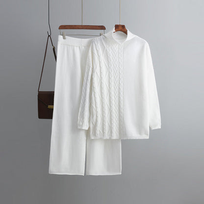 Carolin | Damen Winter Zopfmuster Strick-Loungewear Set