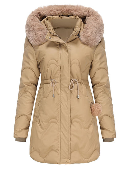 Maria | Damen Winter Puffermantel mit Kunstfellkapuze