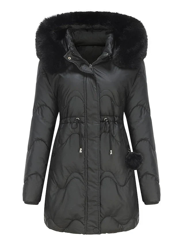 Maria | Damen Winter Puffermantel mit Kunstfellkapuze