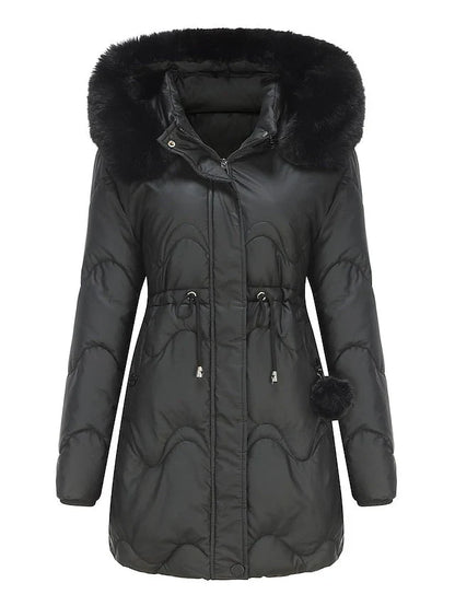 Maria | Damen Winter Puffermantel mit Kunstfellkapuze