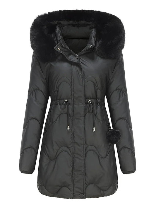 Maria | Damen Winter Puffermantel mit Kunstfellkapuze