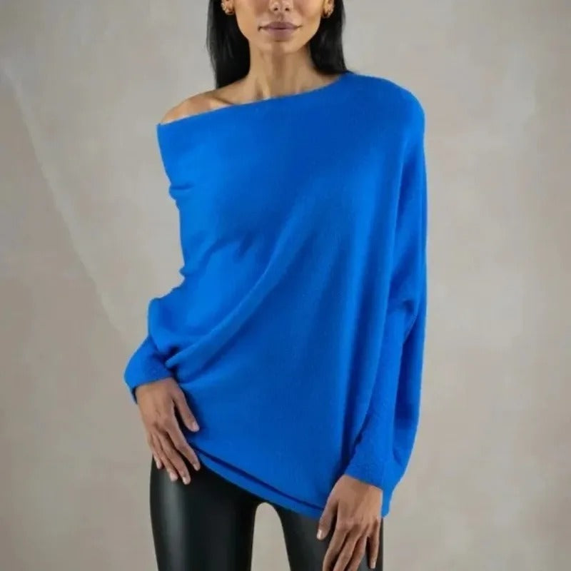 Laura | Winter Damen Off-Shoulder Lockerer Pullover