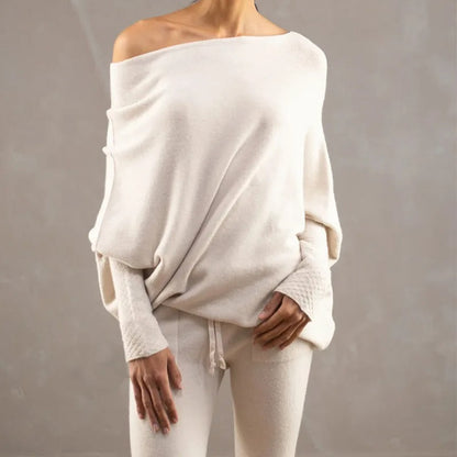 Laura | Winter Damen Off-Shoulder Lockerer Pullover