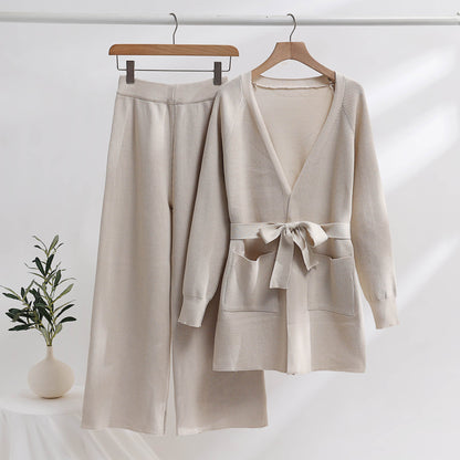 Bettina | Damen Bequemes Winter Strick-Cardigan Set