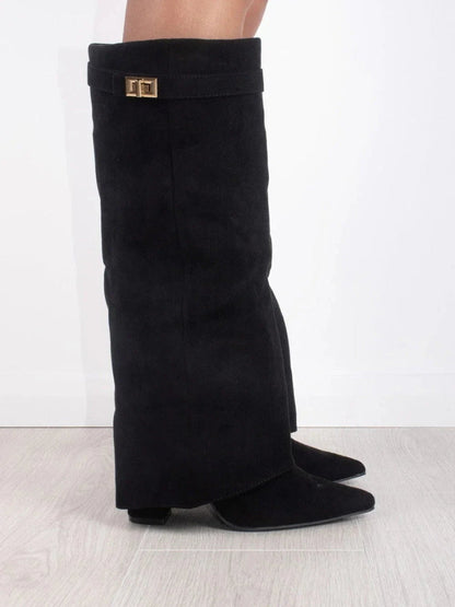Jessica | Damen Winter Slouchy Zip-Up Kniehohe Stiefel