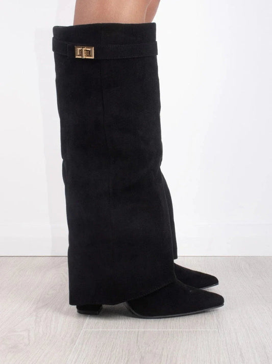 Jessica | Damen Winter Slouchy Zip-Up Kniehohe Stiefel